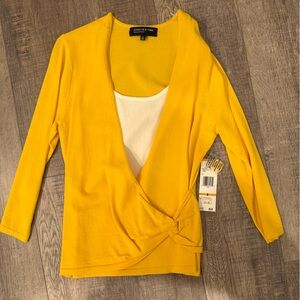 NWT Yellow and White Layered Blouse,Size S